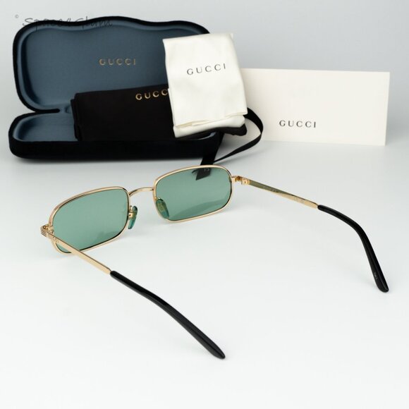 Gucci Women Sunglasses Gold Green Rectangle GG1457S 005 BRAND NEW main image 9
